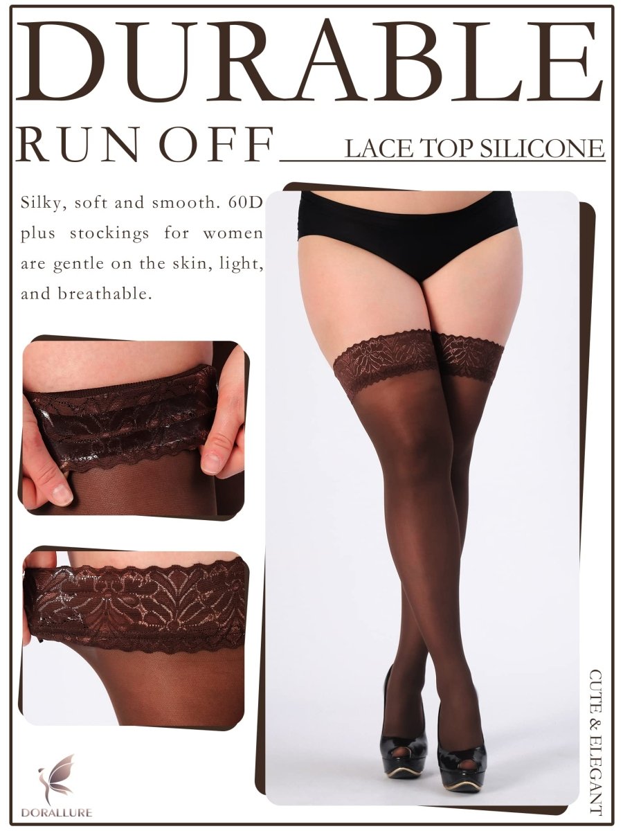 Plus Size Thigh High Stockings Silky Pantyhose - Love Salve 