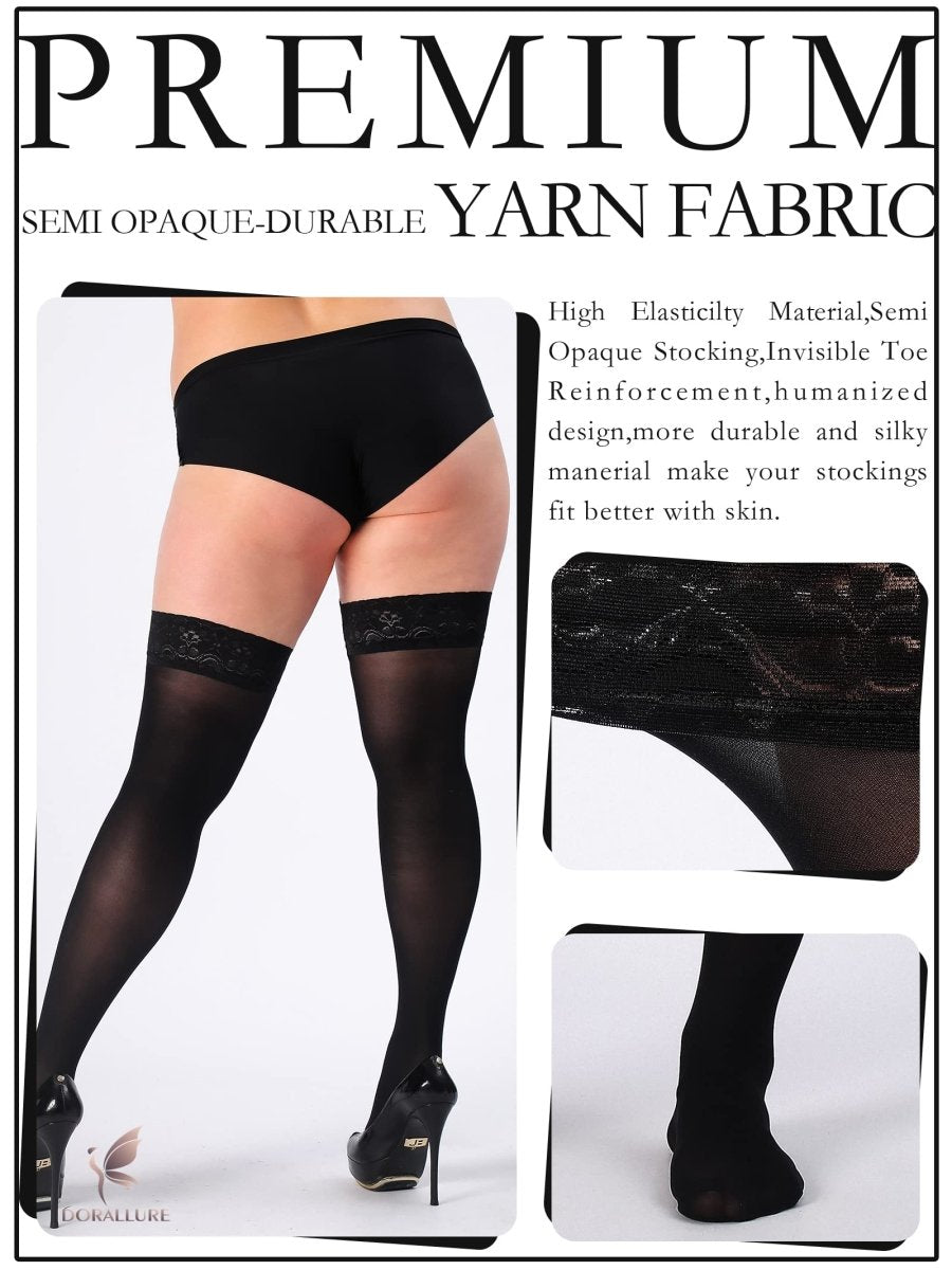 Plus Size Thigh High Stockings Silky Pantyhose - Love Salve 