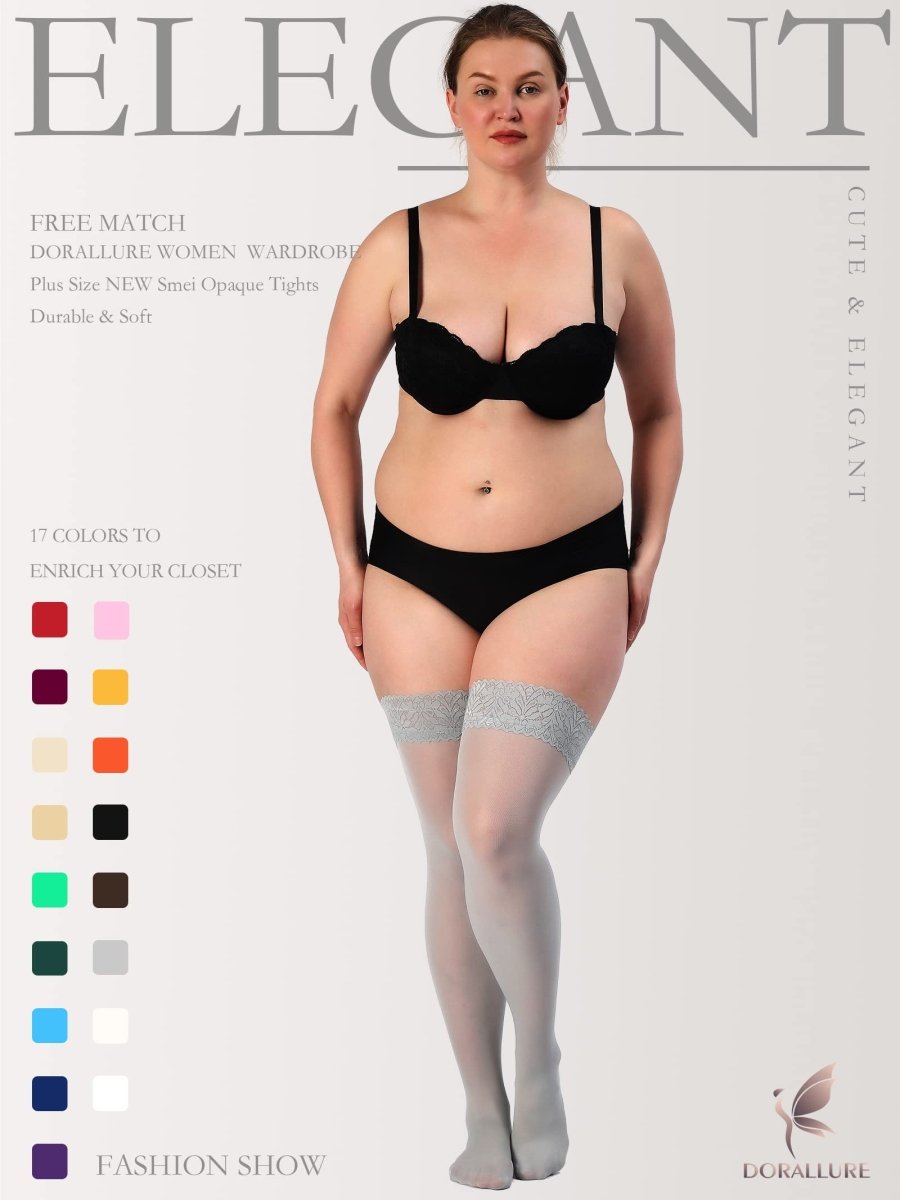 Plus Size Thigh High Stockings Silky Pantyhose - Love Salve 