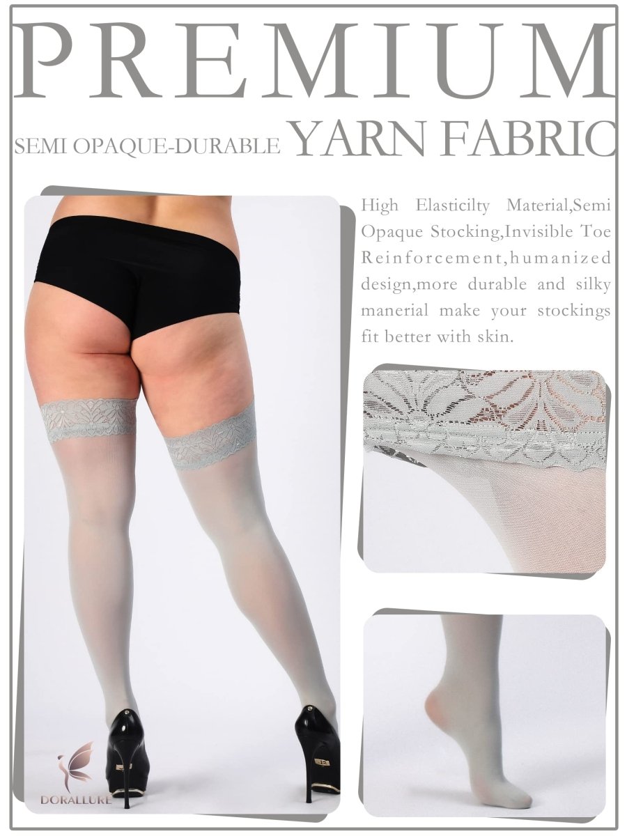 Plus Size Thigh High Stockings Silky Pantyhose - Love Salve 