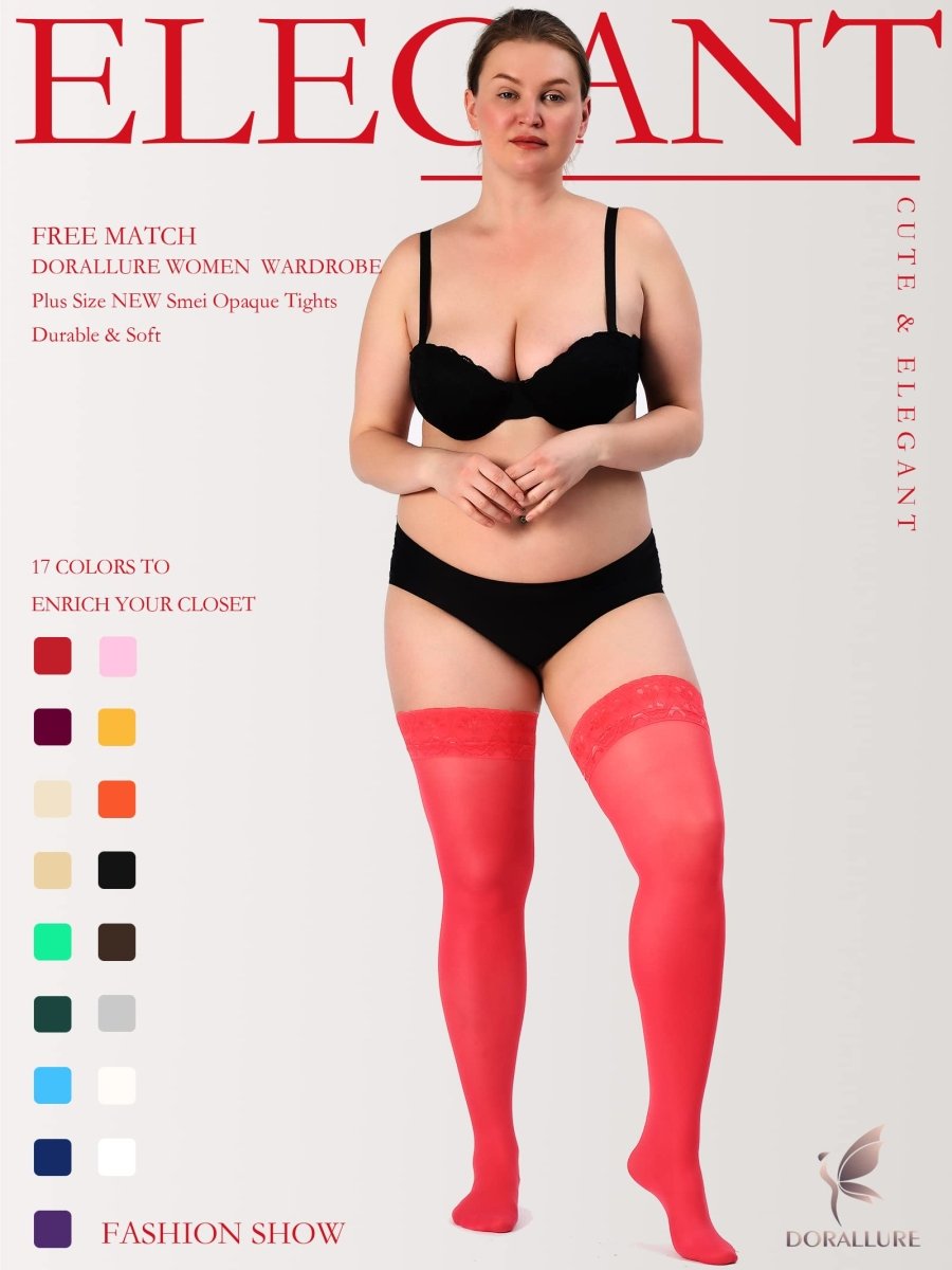 Plus Size Thigh High Stockings Silky Pantyhose - Love Salve 
