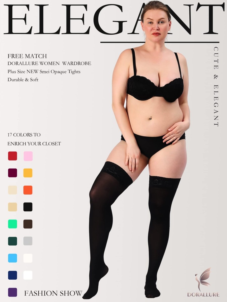 Plus Size Thigh High Stockings Silky Pantyhose - Love Salve 