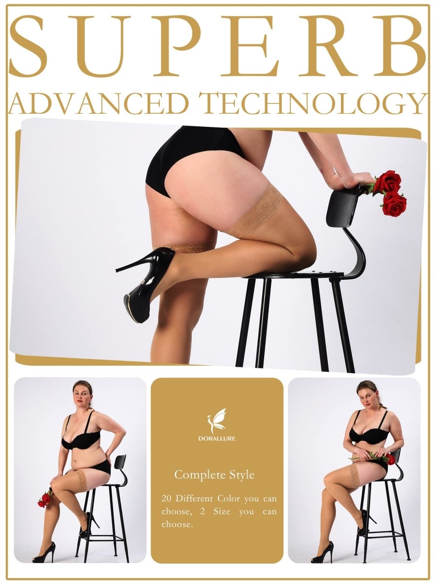 Plus Size Thigh High Stockings Silky Pantyhose - Love Salve 