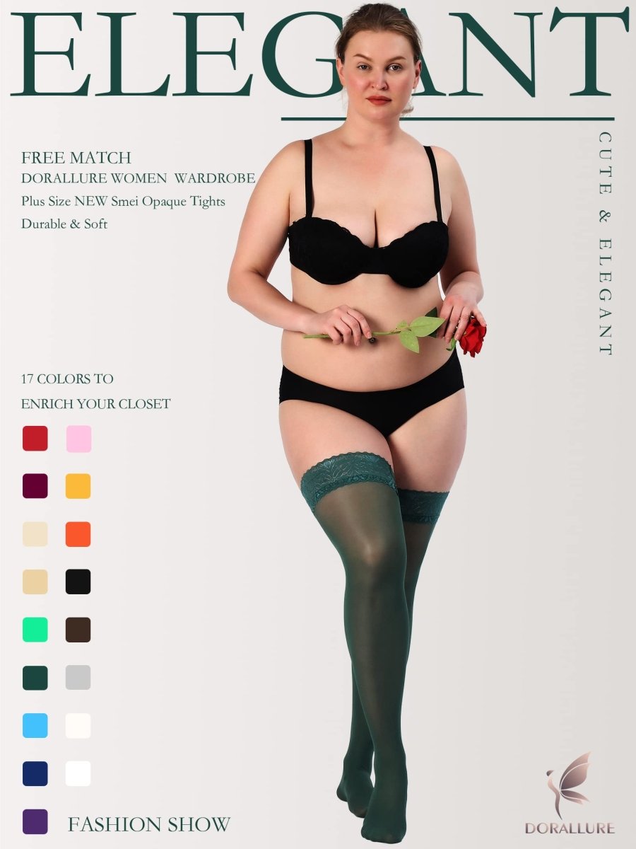 Plus Size Thigh High Stockings Silky Pantyhose - Love Salve 