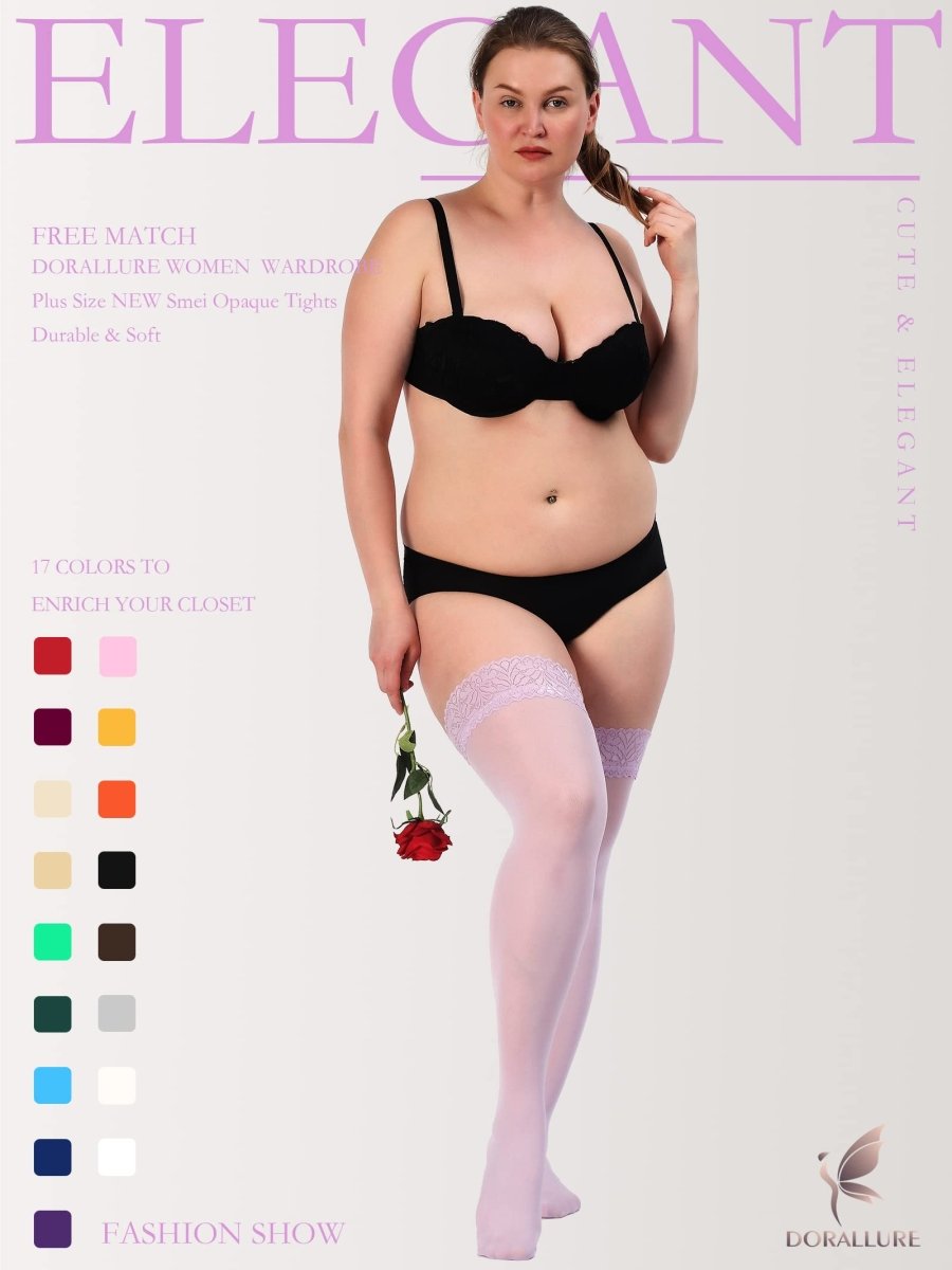 Plus Size Thigh High Stockings Silky Pantyhose - Love Salve 