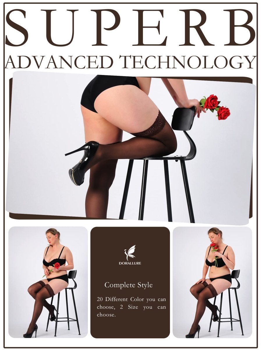 Plus Size Thigh High Stockings Silky Pantyhose - Love Salve 