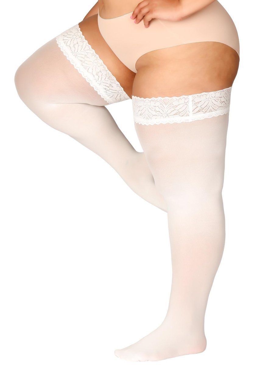 Plus Size Thigh High Stockings Silky Pantyhose - Love Salve 