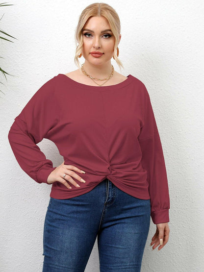 Plus Size Twisted Drop Shoulder T-Shirt - Love Salve