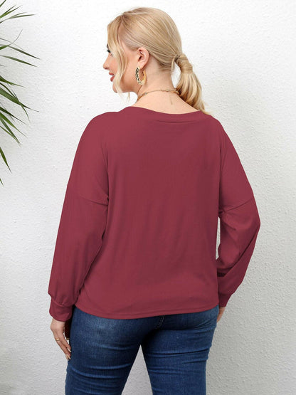 Plus Size Twisted Drop Shoulder T-Shirt - Love Salve