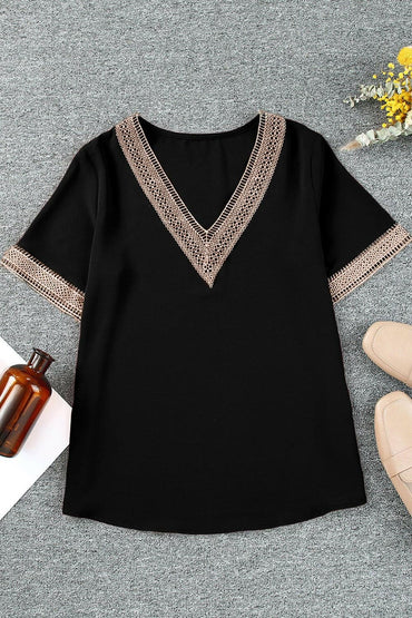 V-Neck Sheer Blouse for Plus Size WomenUpgrade Your Wardrobe with Style and Comfort
 Indulge in the perfect blend of sophistication and comfort with our V-Neck Sheer Blouse designed exclusively for Plus SLove Salve -Neck Sheer Blouseplus