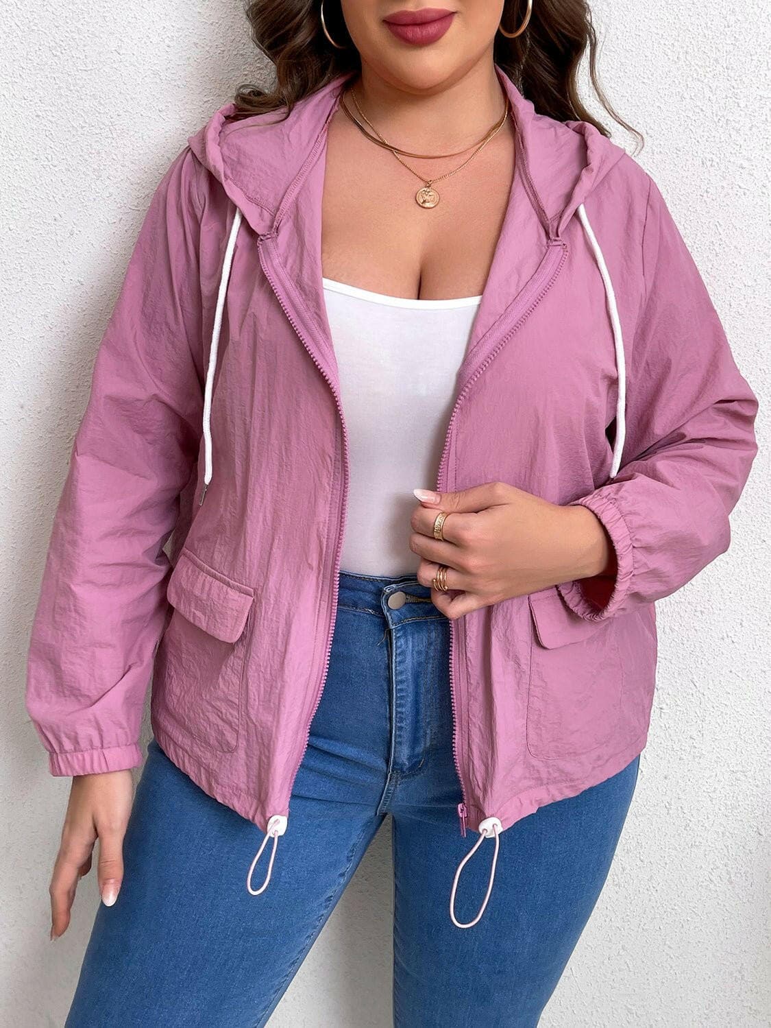 Cozy Plus Size Hooded Jacket with Zipper Closure and DrawstringStay Warm and Stylish in our Cozy Plus Size Hooded Jacket
 Upgrade your outerwear collection with our Cozy Plus Size Hooded Jacket. Perfect for chilly days and nightLove Salve Size Hooded Jacketplus