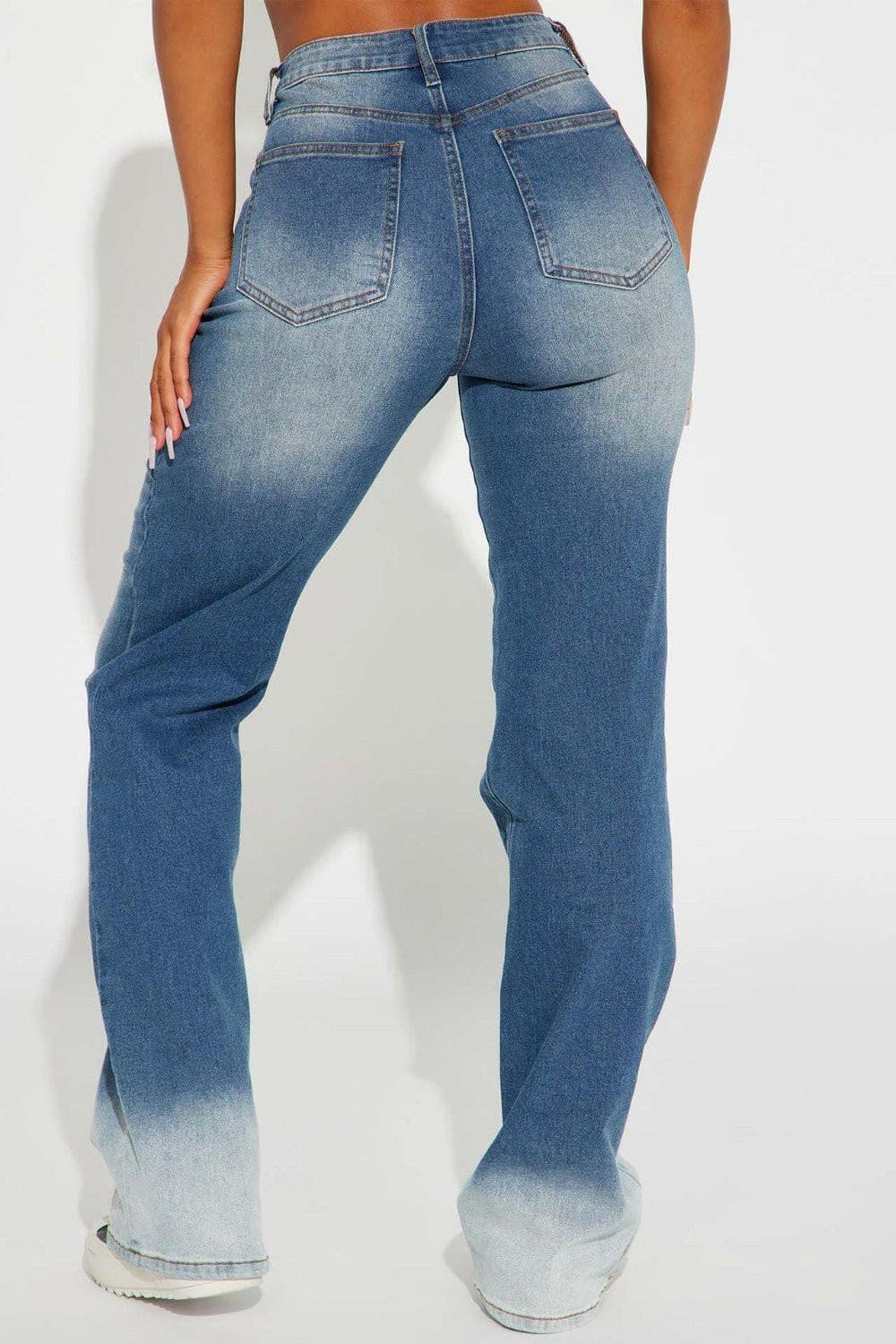 Pocketed Buttoned Straight Jeans - Love Salve