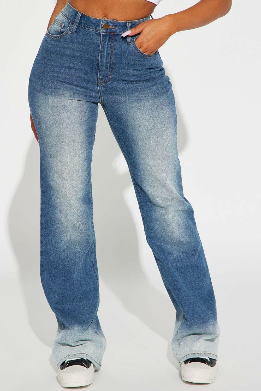 Pocketed Buttoned Straight Jeans - Love Salve