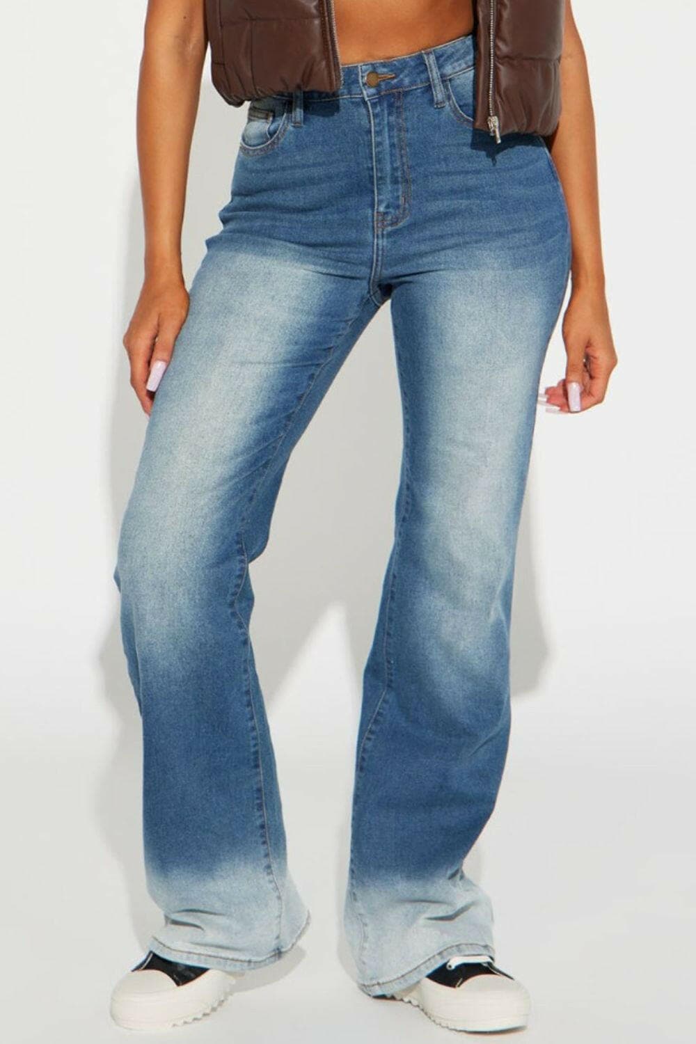 Pocketed Buttoned Straight Jeans - Love Salve