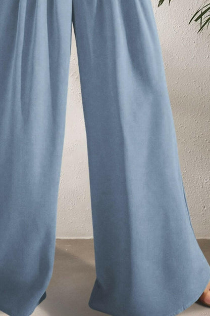 Pocketed High Waist Wide Leg Pants - Love Salve