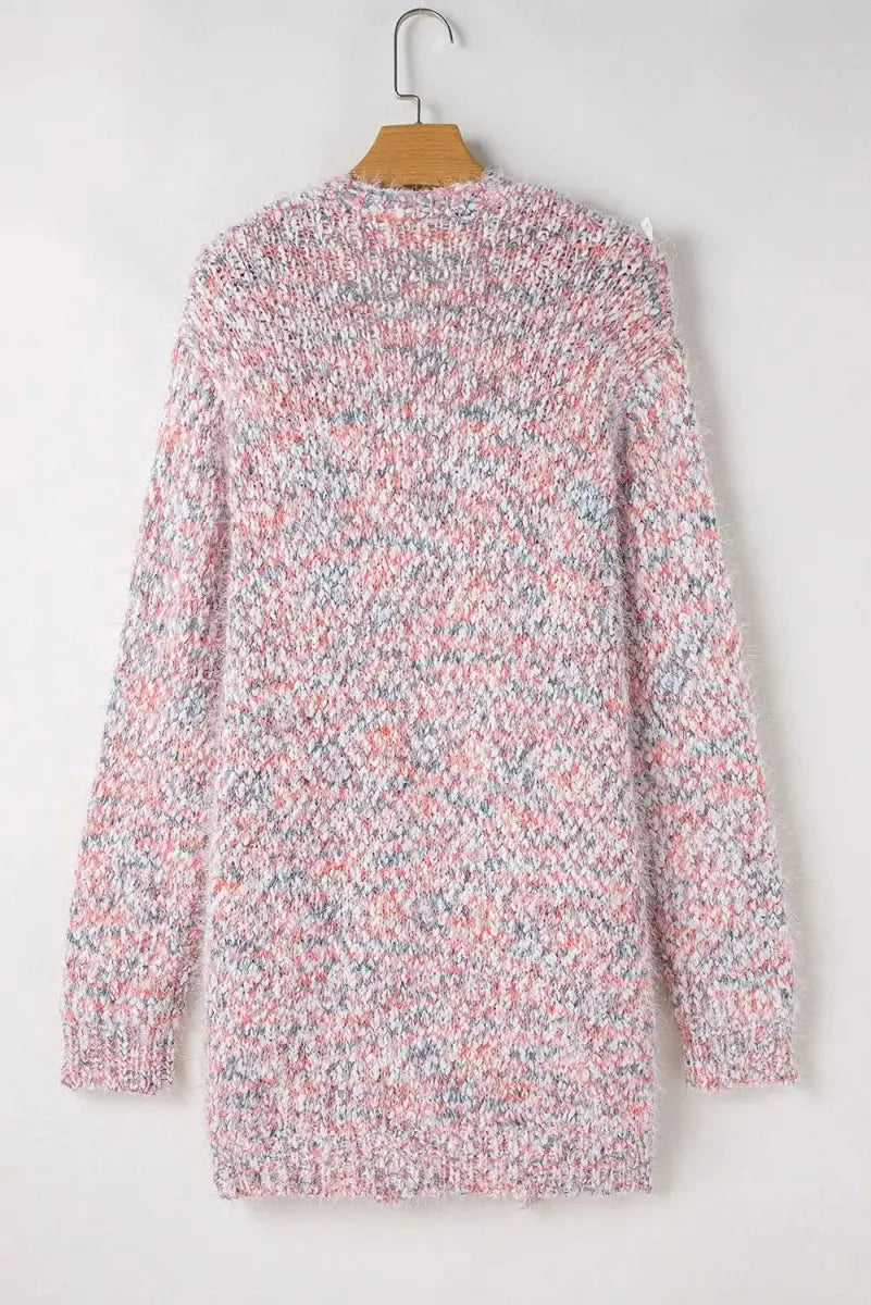 Pocketed Open Front Long Sleeve Cardigan - Love Salve 