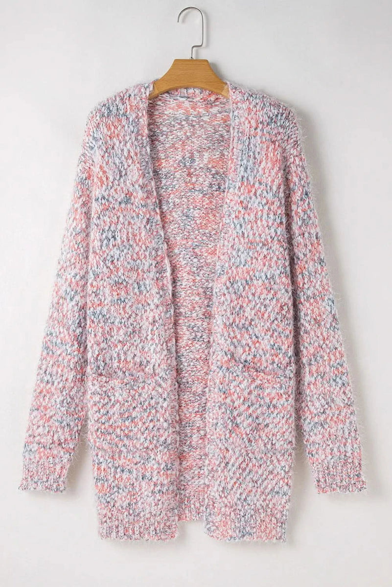 Pocketed Open Front Long Sleeve Cardigan - Love Salve 