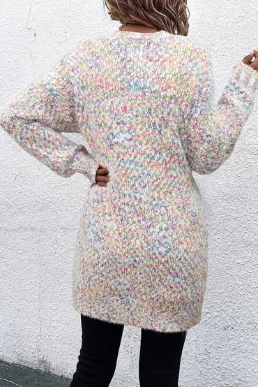 Pocketed Open Front Long Sleeve Cardigan - Love Salve 