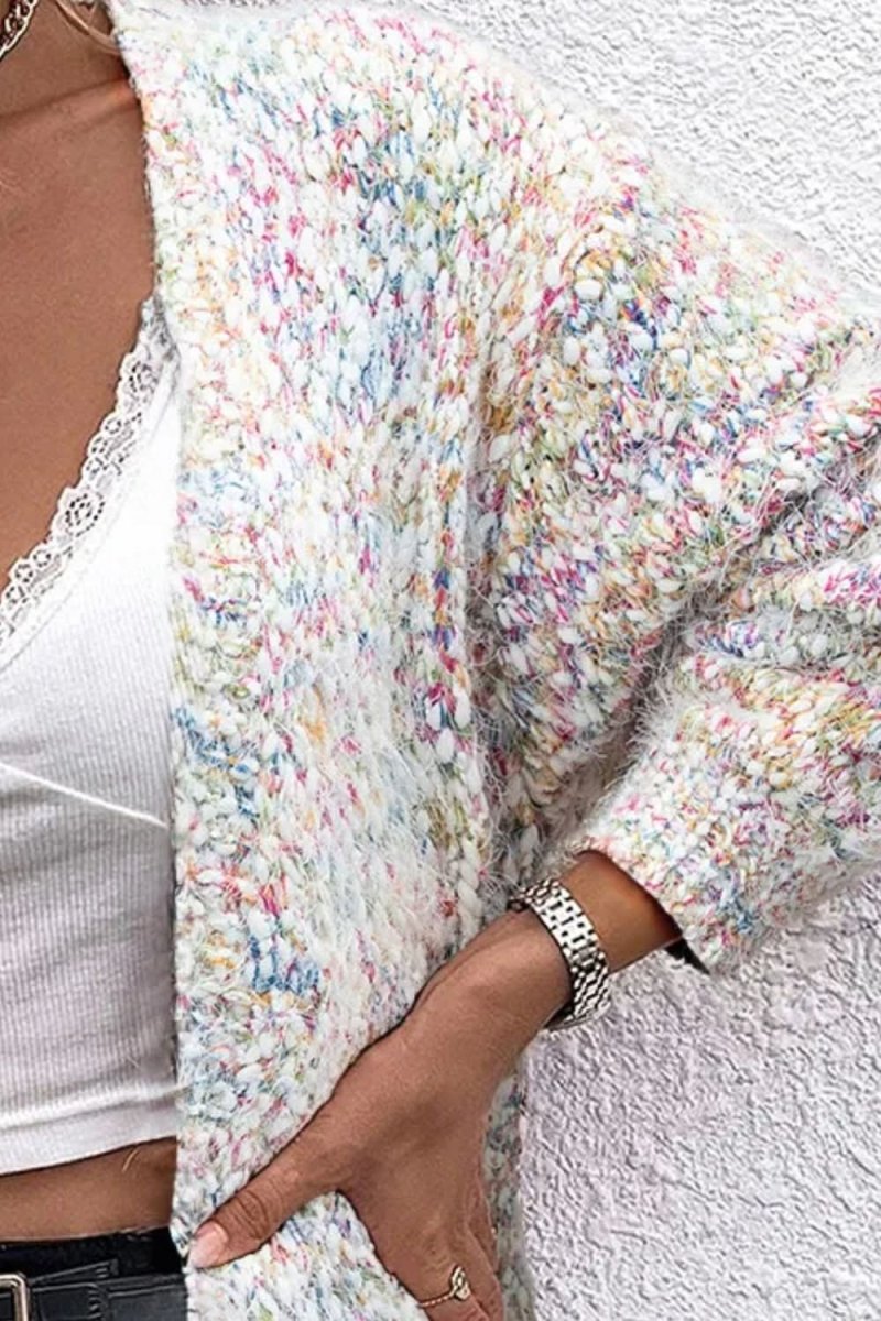 Pocketed Open Front Long Sleeve Cardigan - Love Salve 