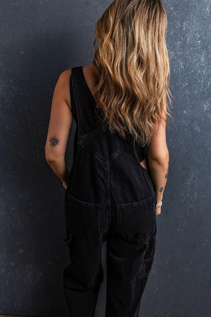 Pocketed Straight Denim Overalls - Love Salve