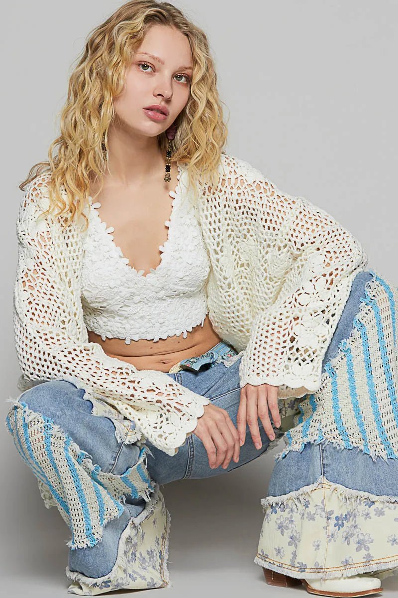 POL Crochet Open - Front Cardigan - Love Salve