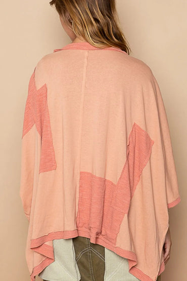 POL Frayed Edge Patchwork Oversized T-Shirt for Women - Love Salve 