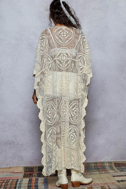 POL Lace Embroidered Beach Cover Up Kaftan - Love Salve