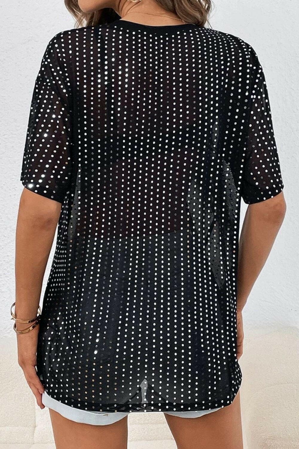 Polka Dot Round Neck Half Sleeve T-Shirt - Love Salve