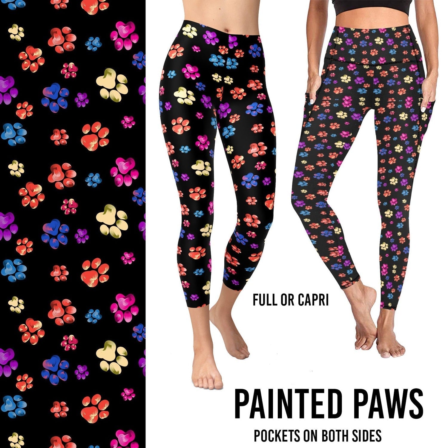 Painted Paws Leggings with Pockets Full or Capri MM