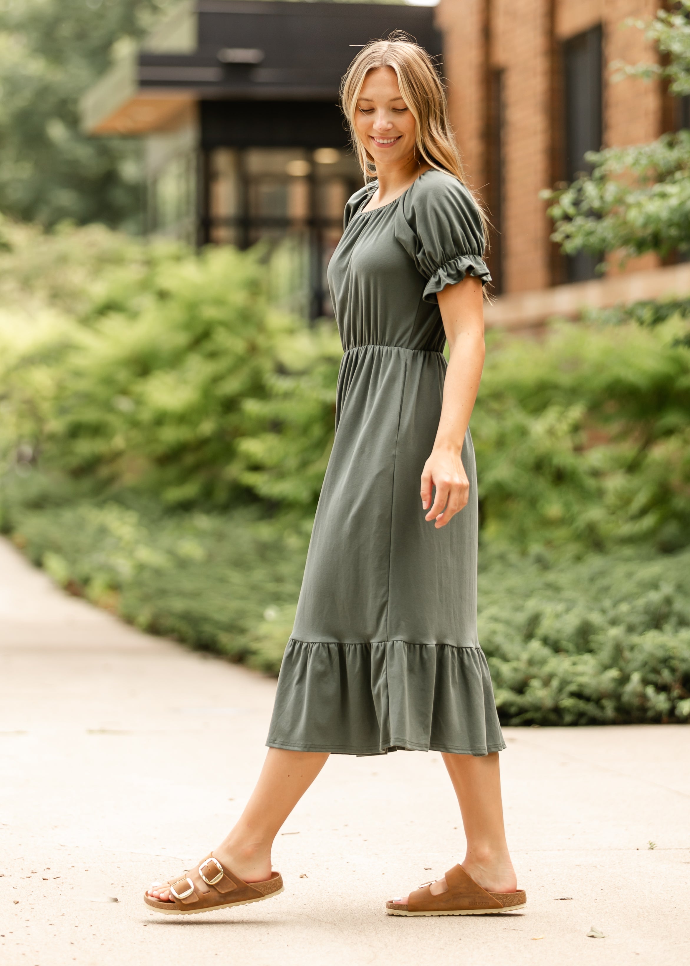 Amy Puff Sleeve Midi Dress Inherit Co.