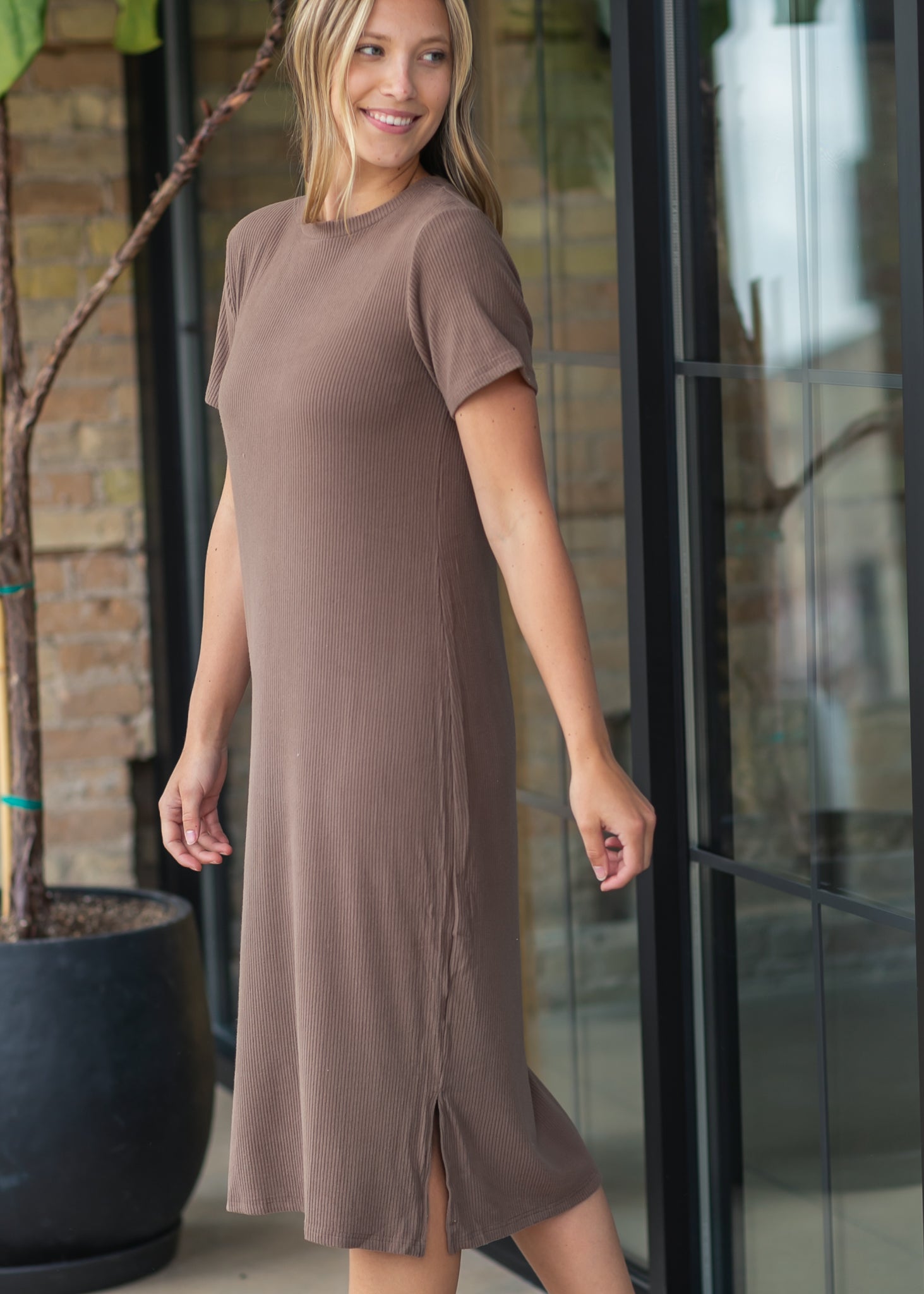 Baylor Ribbed T-Shirt Dress Inherit Co.