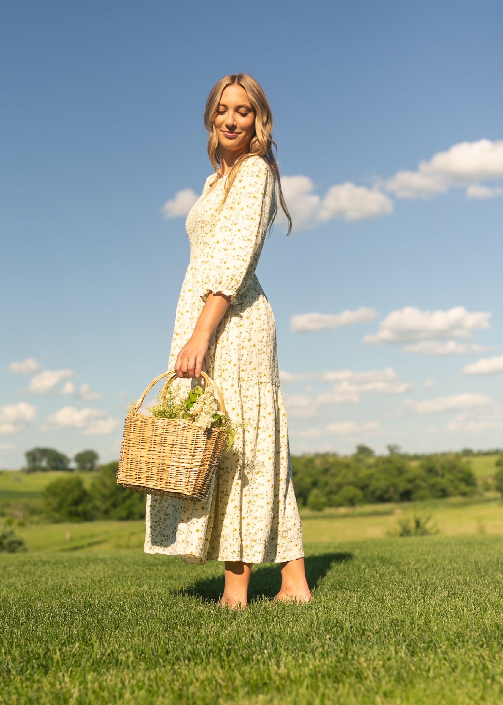 Flora Smocked Midi Dress Inherit Co.