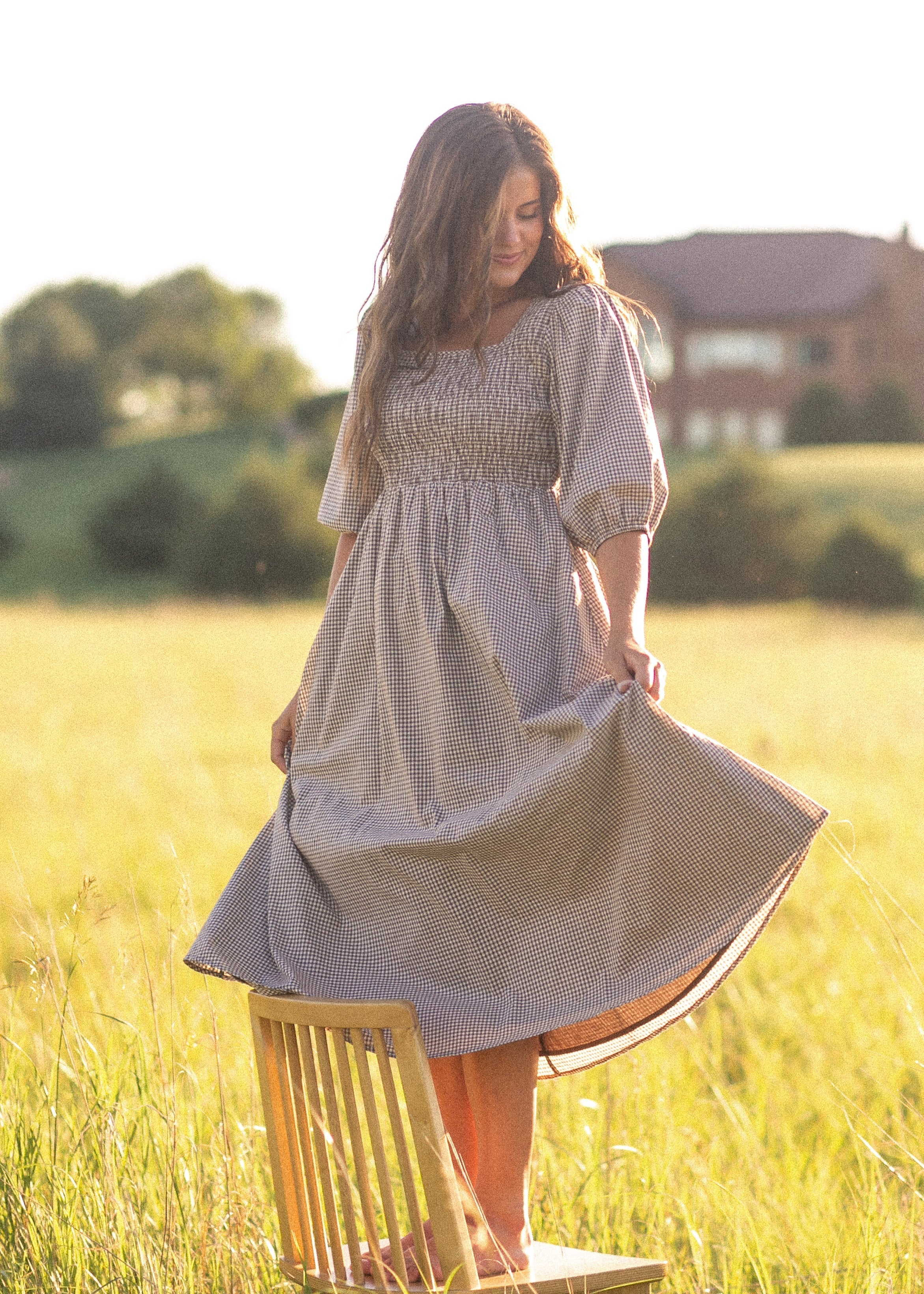 Kayleen Gingham Maxi Dress Inherit Co.