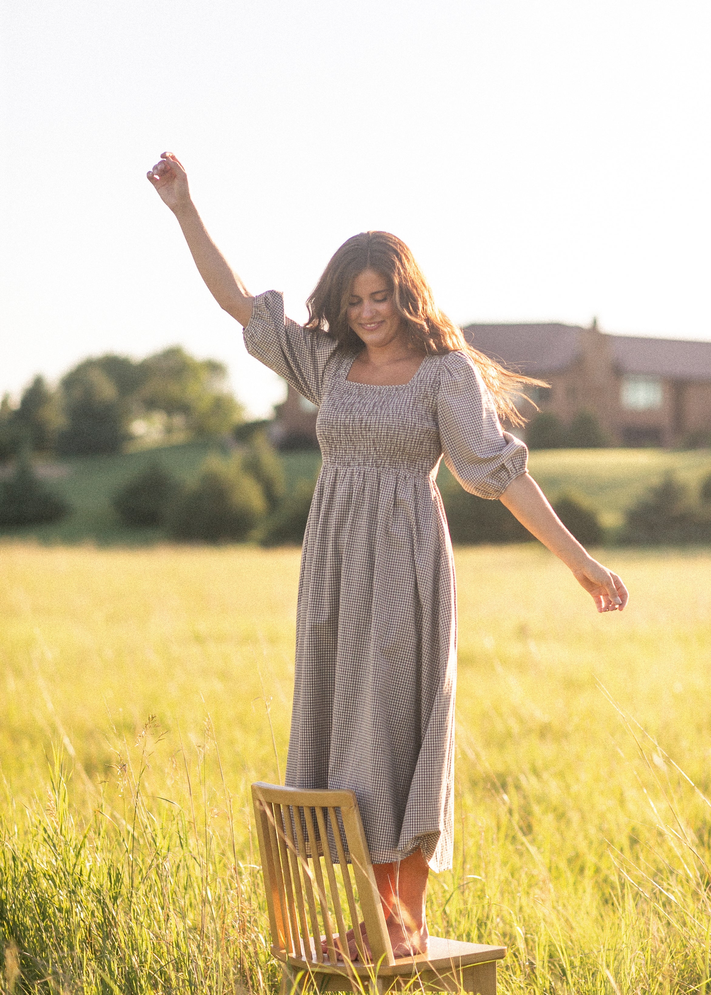 Kayleen Gingham Maxi Dress Inherit Co.