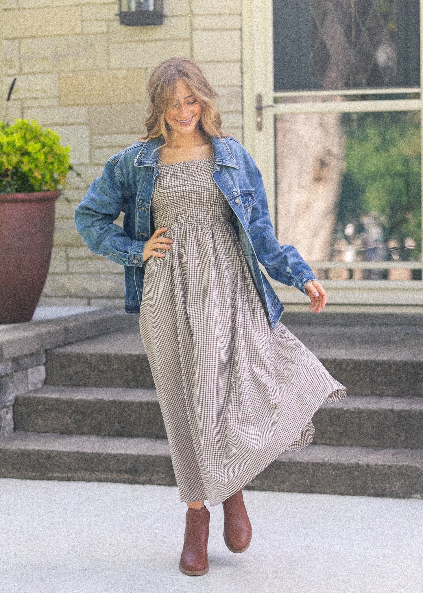 Kayleen Gingham Maxi Dress Inherit Co.