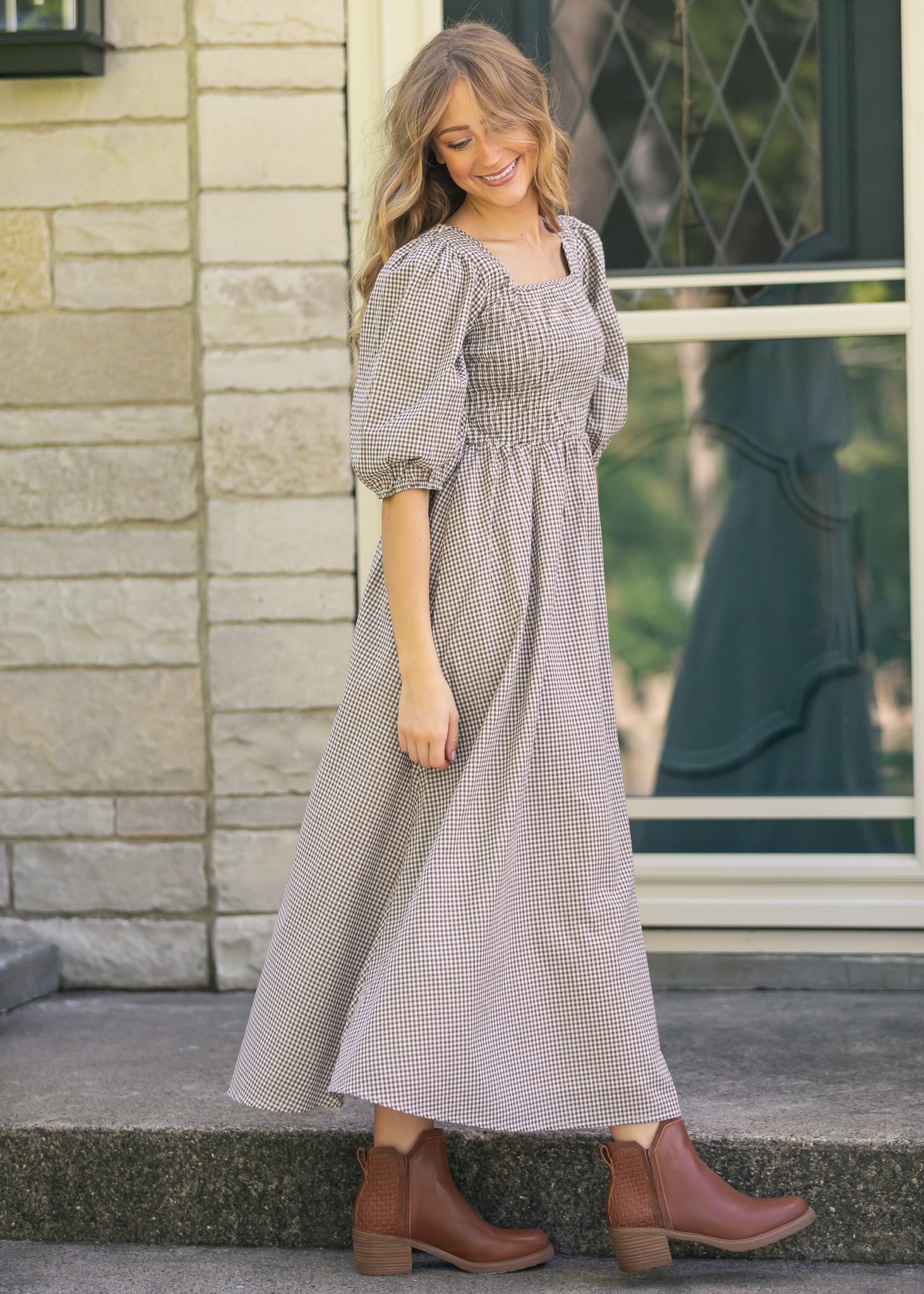 Kayleen Gingham Maxi Dress Inherit Co.