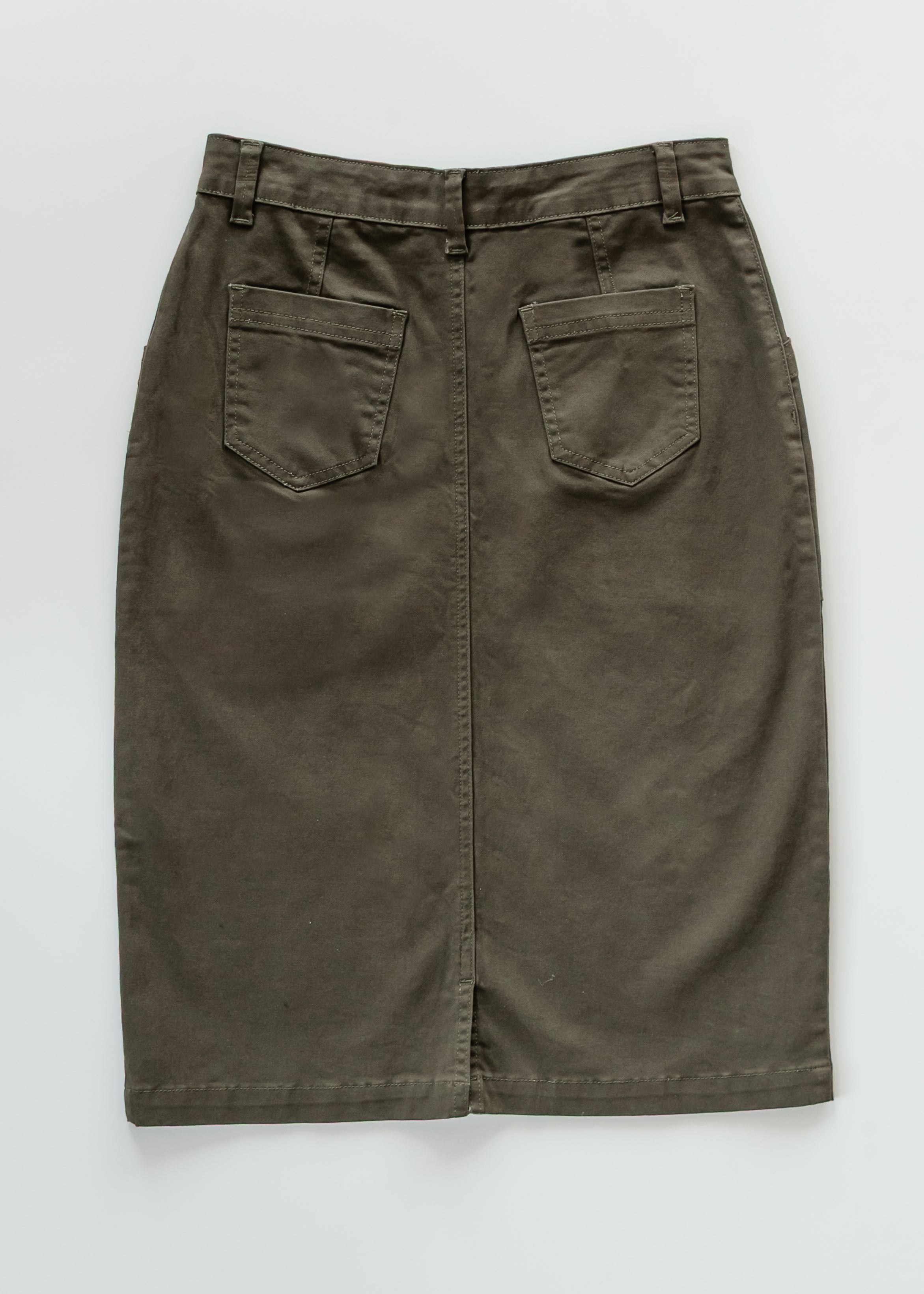 Kennedy Olive Midi Denim Skirt Inherit Co.