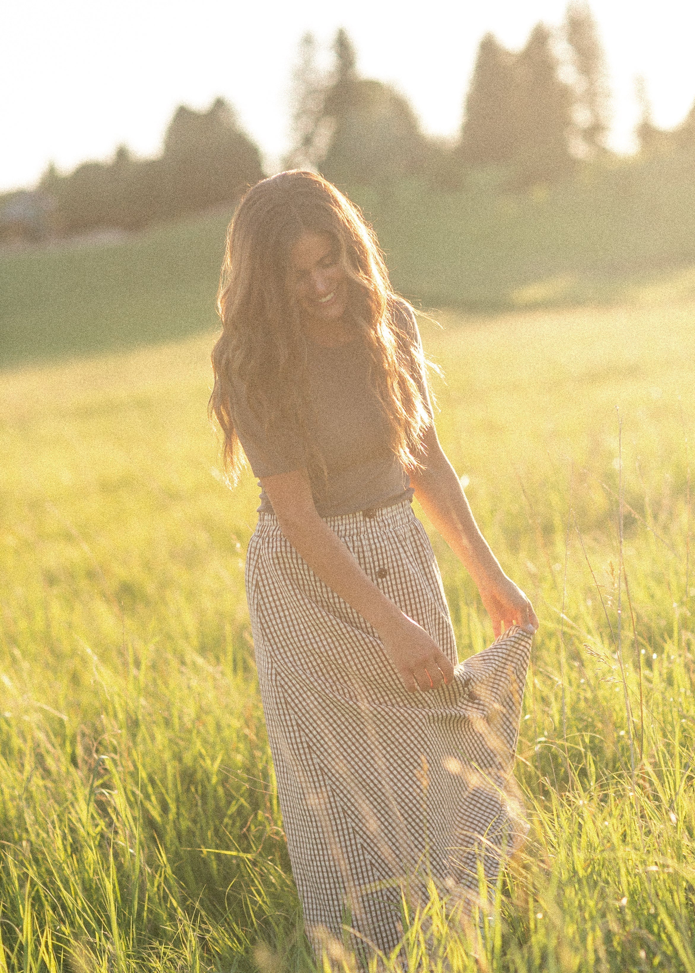 McKenna Gingham Maxi Skirt Inherit Co.