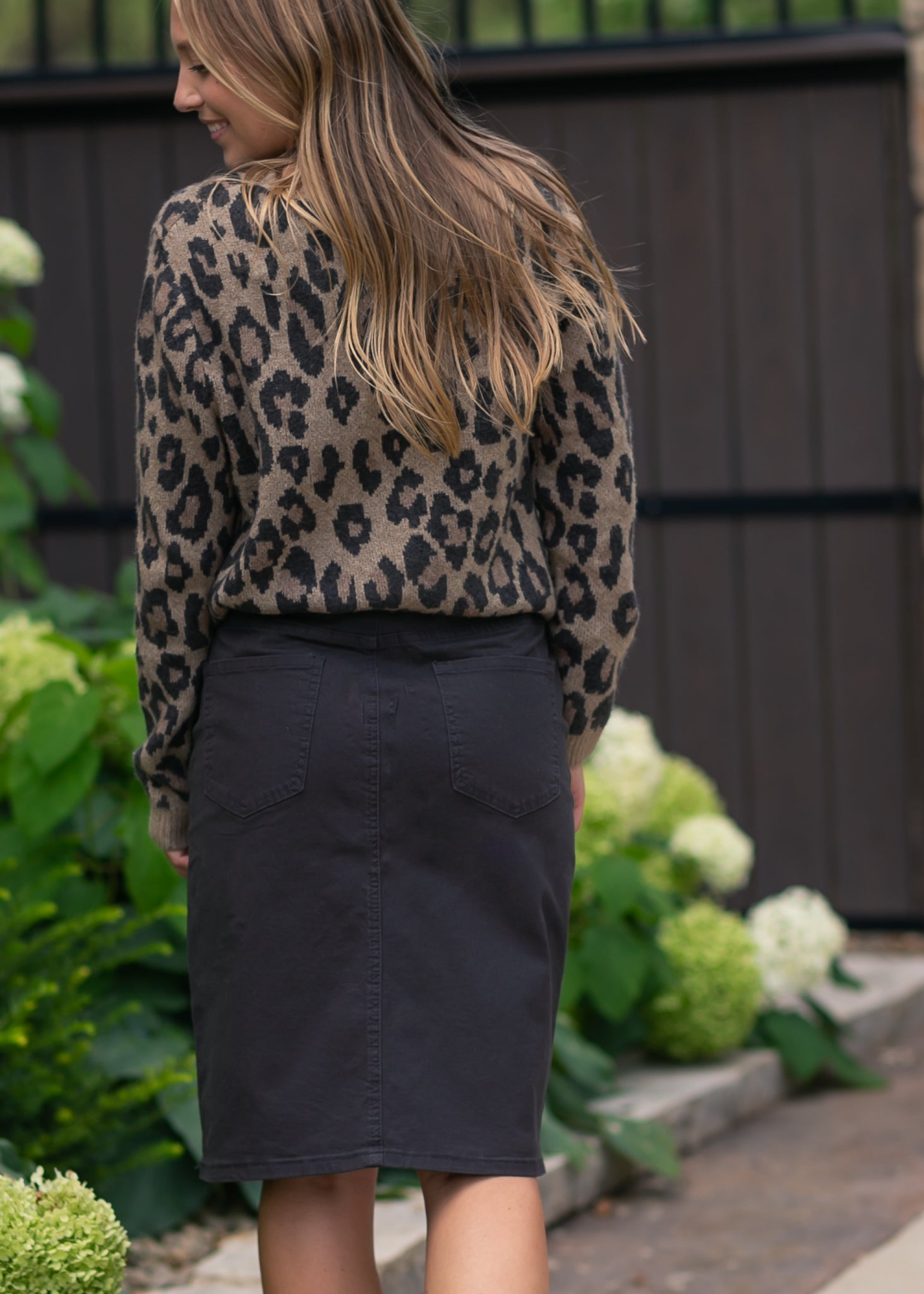 Remi Onyx Black Denim Midi Skirt Inherit Co.