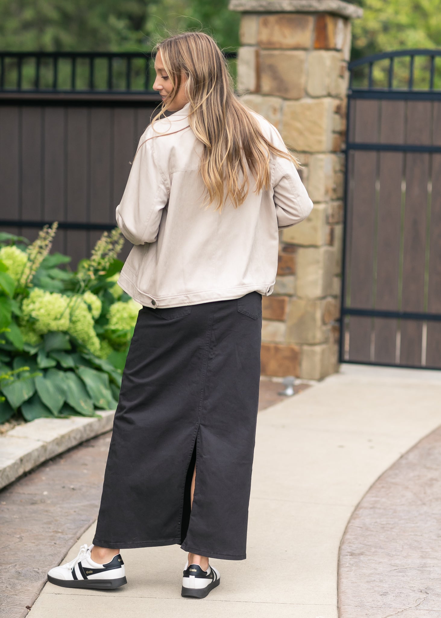 Stella Onyx Black Denim Maxi Skirt Inherit Co.