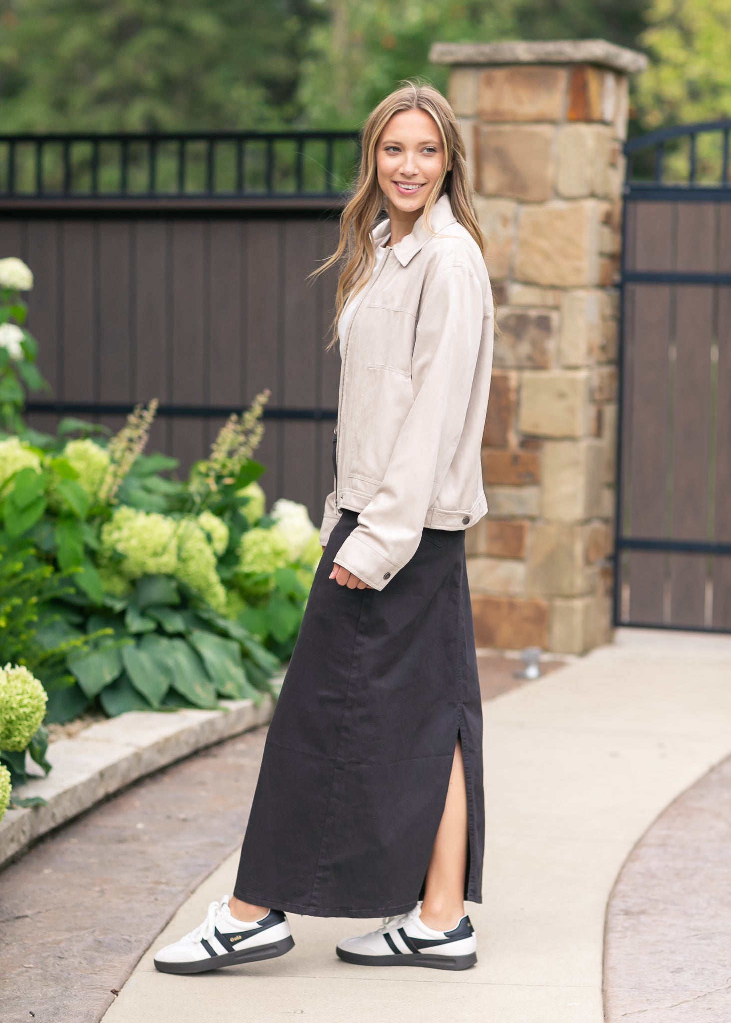 Stella Onyx Black Denim Maxi Skirt Inherit Co.
