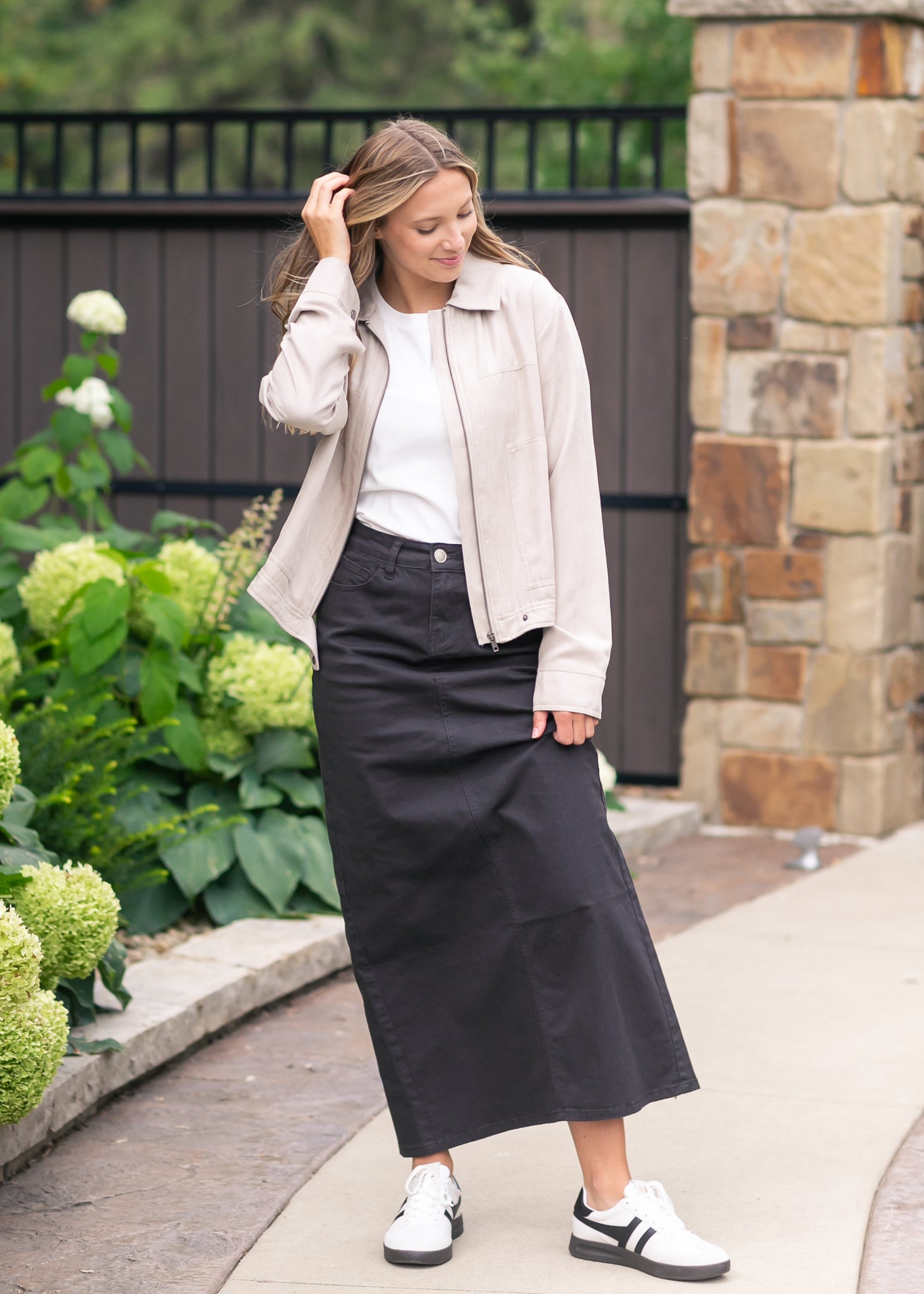 Stella Onyx Black Denim Maxi Skirt Inherit Co.