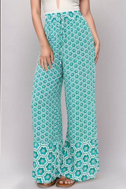 Printed High Waist Wide Leg Pants - Love Salve