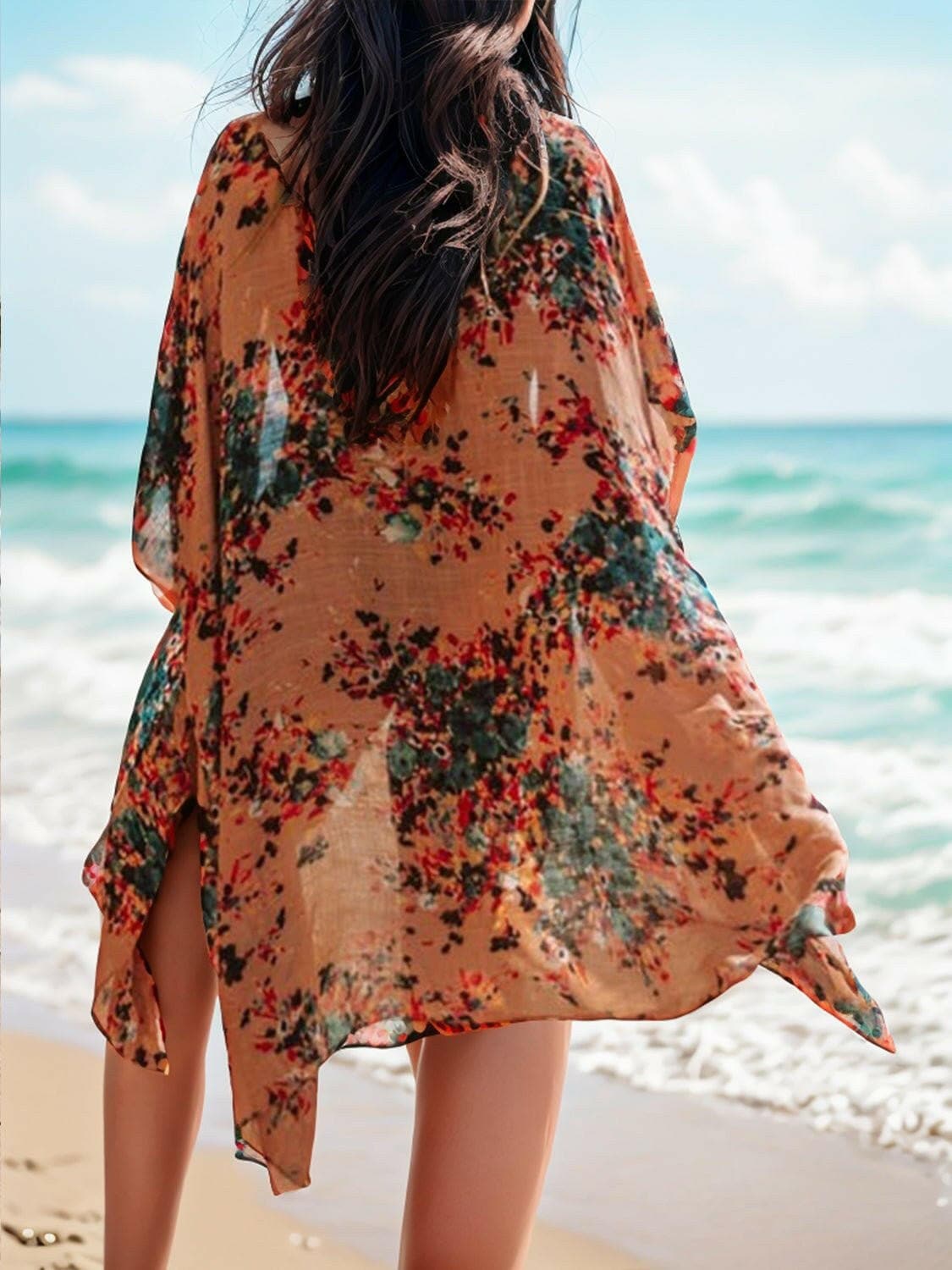 Printed Open Front Cover-Up - Love Salve