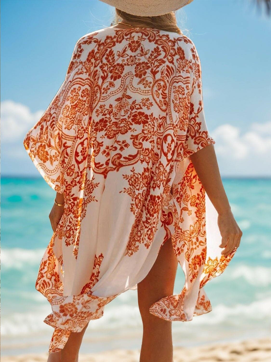 Printed Open Front Cover-Up - Love Salve