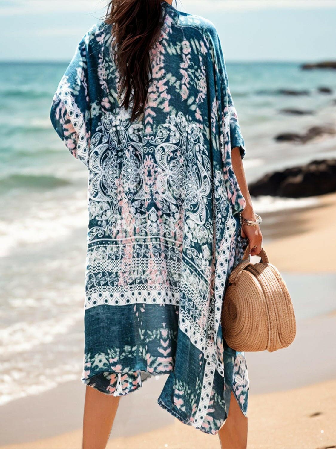 Printed Open Front Cover-Up - Love Salve