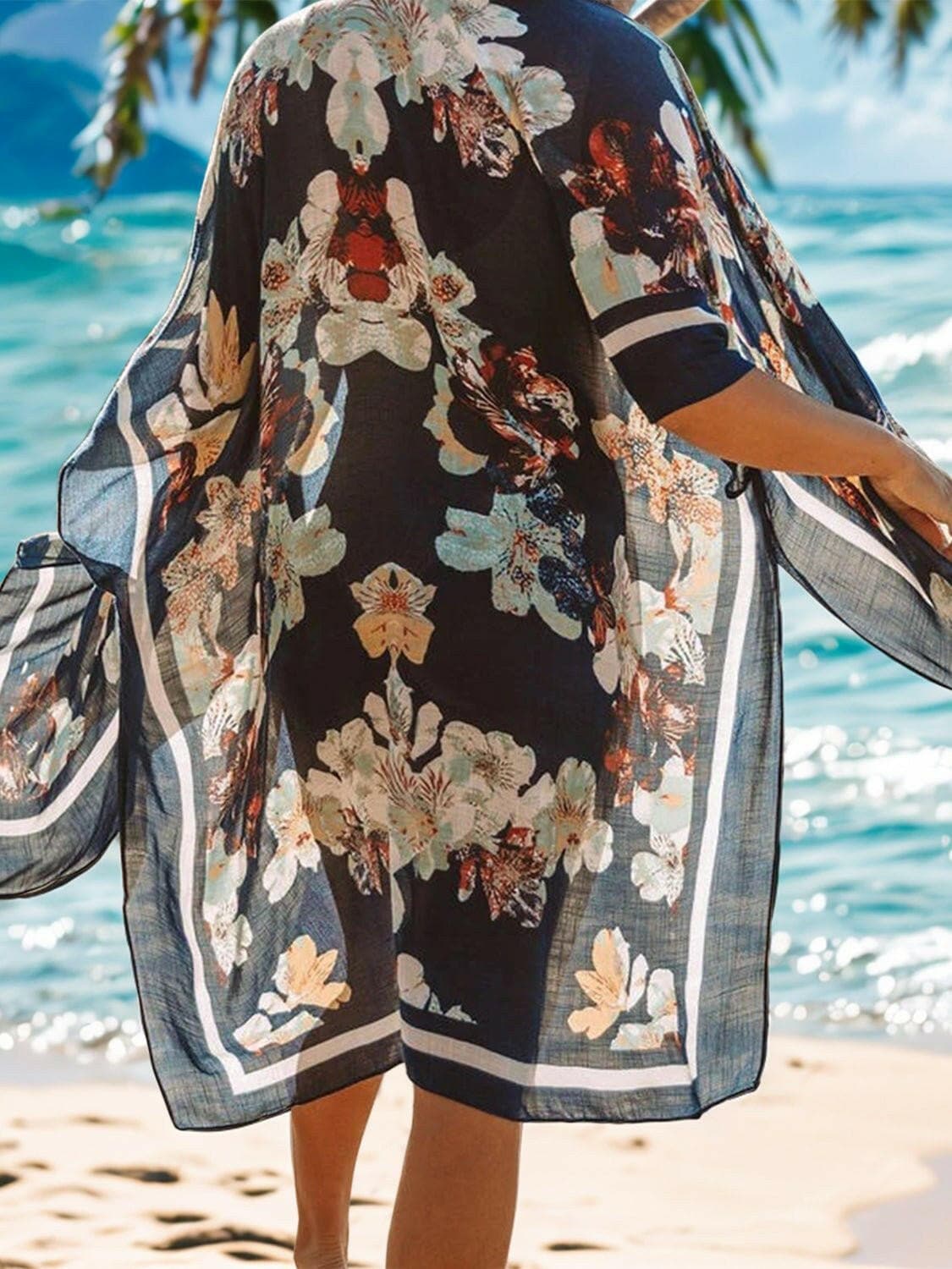 Printed Open Front Cover-Up - Love Salve