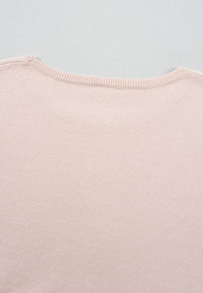 Printed Round Neck Flounce Sleeve Sweater - Love Salve 