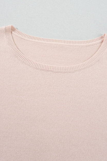 Printed Round Neck Flounce Sleeve Sweater - Love Salve 
