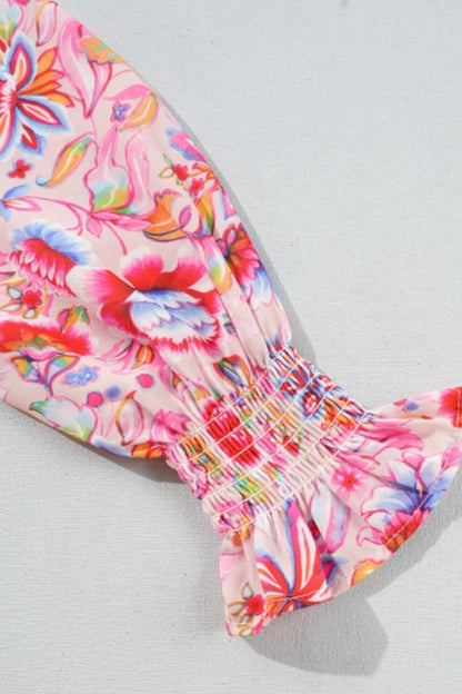 Printed Round Neck Flounce Sleeve Sweater - Love Salve 